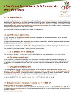 Impôts sur les revenus sur la location du droit de chasse