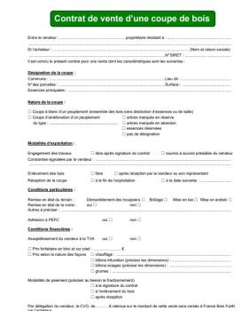 Contrat de vente de bois - exemple